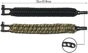 img 2 attached to 🌲 Survival Paracord Bracelet Set [2 Pack] with Stainless Steel Black Bow Shackle, Adjustable in 3 Sizes