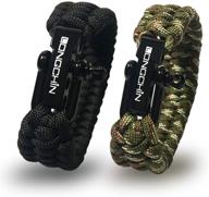 🌲 survival paracord bracelet set [2 pack] with stainless steel black bow shackle, adjustable in 3 sizes логотип