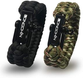 img 4 attached to 🌲 Survival Paracord Bracelet Set [2 Pack] with Stainless Steel Black Bow Shackle, Adjustable in 3 Sizes