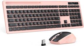 img 4 attached to 🎧 seenda Wireless Keyboard and Mouse Combo with Phone Holder - 2.4GHz Silent USB Wireless Full-Size Keyboard Mouse Combo for Computer, Laptop, and Desktop (Pink)