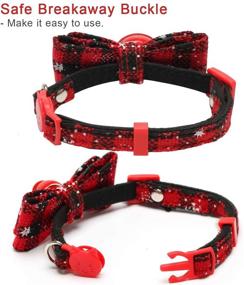 img 2 attached to 🐱 2 Pack Coolrunner Cat Collar Breakaway with Cute Bow Tie & Bell, Christmas Plaid Cat Collar, Adjustable Length for Kitty & Puppies