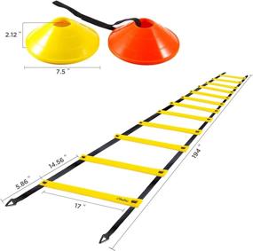 img 3 attached to 🏃 Ohuhu Speed Agility Ladder Training Set - Boost Your Performance with a 20ft 12 Rung Agility Ladder, 12 Field Cones, 4 Steel Stakes, and Carrying Bag - Yellow/Blue