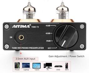 img 2 attached to 🎶 AIYIMA Tube T3 HiFi Tube Phono Preamp for Turntable MM Phonograph Stereo Audio Preamplifier with Adjustable Gain & DC 12V Power Adapter for Record Player System