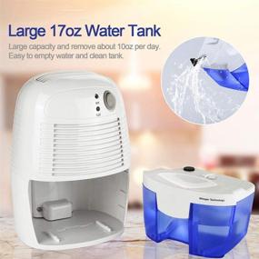 img 3 attached to Addwin Mini Dehumidifier: Portable & Ultra Quiet 1200 Cubic Feet Dehumidifier for Small Spaces - Basement, Bedroom, Bathroom, Baby Room, Garage, Caravan, Home. 17oz Water Tank.