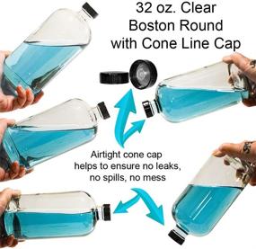 img 3 attached to Premium 32 oz. Clear Boston Round Bottles with Black Poly Cone Caps - 6 Pack (V4V10FBA)