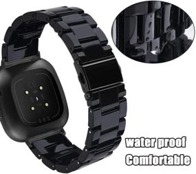 img 1 attached to Premium Resin Strap for Fitbit Versa 3 and Fitbit Versa Sense - Stylish Lightweight Band with Metal Buckle Replacement (Black)