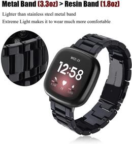 img 2 attached to Premium Resin Strap for Fitbit Versa 3 and Fitbit Versa Sense - Stylish Lightweight Band with Metal Buckle Replacement (Black)