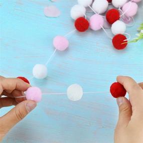 img 1 attached to Jmkcoz Felt Ball Garland Valentine's Day Christmas Decoration, 90 Pcs Pom Pom Garland Banner for Mother's Day Wedding Birthday New Year Party Tree Wall Decor, Hanging Bunting Ornament