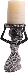 img 1 attached to 🕯️ Exquisite Lescafita African Lady Figurine Candle Holder with Tribal Totem - Perfect for Wedding & Holiday Decor, African-inspired Home and Table Decor, Candlestick Holder in 753-Black