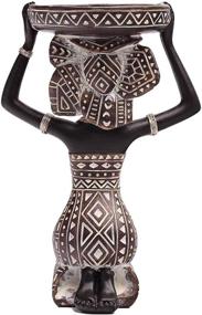 img 2 attached to 🕯️ Exquisite Lescafita African Lady Figurine Candle Holder with Tribal Totem - Perfect for Wedding & Holiday Decor, African-inspired Home and Table Decor, Candlestick Holder in 753-Black