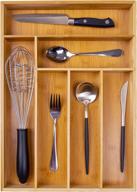 bamboo utensil tray: efficient kitchen drawer organizer for cutlery, silverware, and office storage логотип