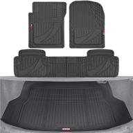 🚗 motor trend flextough advanced black rubber car floor mats with cargo liner full set - front & rear combo trim to fit floor mats for cars truck van suv, all weather automotive floor liners with enhanced searchability logo