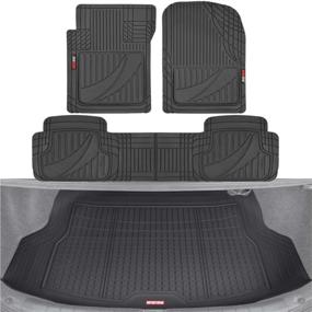 img 4 attached to 🚗 Motor Trend FlexTough Advanced Black Rubber Car Floor Mats with Cargo Liner Full Set - Front & Rear Combo Trim to Fit Floor Mats for Cars Truck Van SUV, All Weather Automotive Floor Liners with Enhanced Searchability