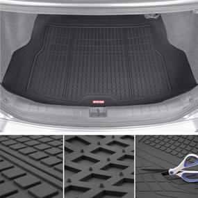 img 1 attached to 🚗 Motor Trend FlexTough Advanced Black Rubber Car Floor Mats with Cargo Liner Full Set - Front & Rear Combo Trim to Fit Floor Mats for Cars Truck Van SUV, All Weather Automotive Floor Liners with Enhanced Searchability