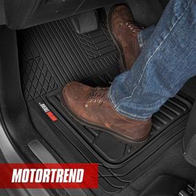 img 3 attached to 🚗 Motor Trend FlexTough Advanced Black Rubber Car Floor Mats with Cargo Liner Full Set - Front & Rear Combo Trim to Fit Floor Mats for Cars Truck Van SUV, All Weather Automotive Floor Liners with Enhanced Searchability