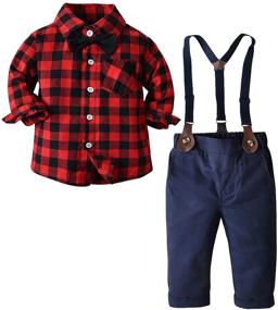 img 4 attached to 👕 Sleeve Striped Suspender Toddler Boys' Clothing Sets