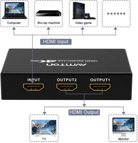 img 2 attached to 🔌 Металлический HDMI-сплиттер AVMTON 1 в 2 с адаптером, 4K HDMI-сплиттер 1×2 с питанием для Xbox PS4 A/V DVD Blu-Ray Player HDTV - Поддержка HDR10 HDCP 1.4, 3D, 4K@30Hz Full HD 1080P