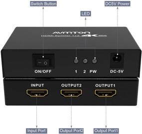 img 3 attached to 🔌 Металлический HDMI-сплиттер AVMTON 1 в 2 с адаптером, 4K HDMI-сплиттер 1×2 с питанием для Xbox PS4 A/V DVD Blu-Ray Player HDTV - Поддержка HDR10 HDCP 1.4, 3D, 4K@30Hz Full HD 1080P