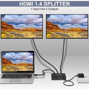 img 1 attached to 🔌 Металлический HDMI-сплиттер AVMTON 1 в 2 с адаптером, 4K HDMI-сплиттер 1×2 с питанием для Xbox PS4 A/V DVD Blu-Ray Player HDTV - Поддержка HDR10 HDCP 1.4, 3D, 4K@30Hz Full HD 1080P