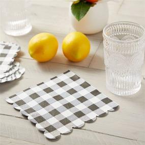 img 2 attached to 🎉 Premium Black Plaid Scalloped Paper Napkins - Ideal for Party Supplies (6.5 x 6.5 In, 100 Pack)