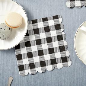 img 3 attached to 🎉 Premium Black Plaid Scalloped Paper Napkins - Ideal for Party Supplies (6.5 x 6.5 In, 100 Pack)