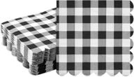 🎉 premium black plaid scalloped paper napkins - ideal for party supplies (6.5 x 6.5 in, 100 pack) logo