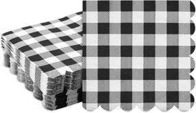 img 4 attached to 🎉 Premium Black Plaid Scalloped Paper Napkins - Ideal for Party Supplies (6.5 x 6.5 In, 100 Pack)