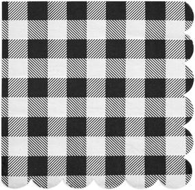 img 1 attached to 🎉 Premium Black Plaid Scalloped Paper Napkins - Ideal for Party Supplies (6.5 x 6.5 In, 100 Pack)