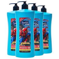 suave kids tear-free bath time 3 in 1 shampoo conditioner body wash, fresh spider-sense, dermatologist-tested, 28 oz - pack of 4 logo