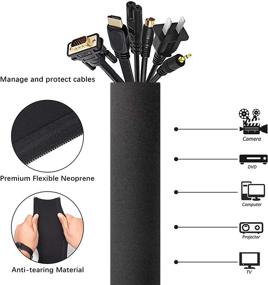 img 3 attached to 🔌 Migeec Cable Management Sleeve 4-Pack: Organize Your Cables & Hide Wires for TV/Computer/Home Entertainment - 20 Inch (Black)