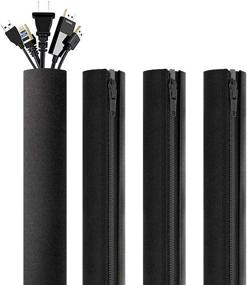 img 4 attached to 🔌 Migeec Cable Management Sleeve 4-Pack: Organize Your Cables & Hide Wires for TV/Computer/Home Entertainment - 20 Inch (Black)