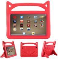 kids shock proof protective cover case for 7-inch tablet (9th gen 2019 / 7th gen 2017), riaour (red) logo