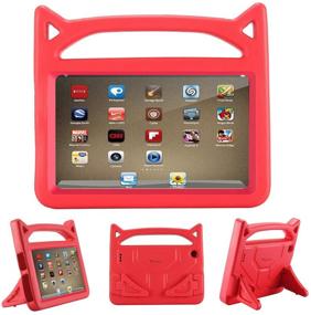 img 4 attached to Kids Shock Proof Protective Cover Case for 7-Inch Tablet (9th Gen 2019 / 7th Gen 2017), Riaour (Red)