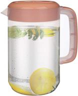 large 1 gallon/4l jucoan plastic straining pitcher - clear water carafe jug with 2 strainers, handles, measurements - bpa free - ideal for ice tea and lemonade mixing, juice dispenser logo