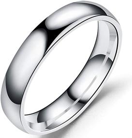 img 1 attached to 💍 Simple Plain Dome Style Wedding Band Ring - Stainless Steel, 4mm Width