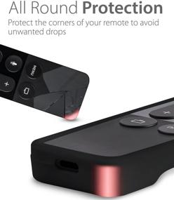 img 1 attached to Силиконовый чехол Fosmon с открытым логотипом для пульта Apple TV 4K (5-го поколения) - лёгкий гелевый резиновый чехол для пульта Apple TV 4K 5-го/4-го поколения Siri (чёрный)