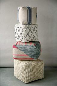 img 1 attached to 🎨 Cream Blue Striped Pouf by Creative Co-Op: An SEO-optimized Enhancer