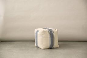 img 2 attached to 🎨 Cream Blue Striped Pouf by Creative Co-Op: An SEO-optimized Enhancer