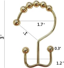 img 3 attached to 🚿 Gold Stainless Steel Double Glide Roller Shower Curtain Rings Hooks - 3 x 1.7 Inch, Rust Proof, Set of 12 Hooks, Includes Eight Solid Bead Bathroom Curtain Hooks