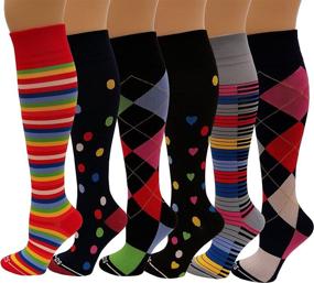 img 4 attached to 🧦 6 Pair Dr Shams Multicolored Compression Socks 9-11: Enhance Comfort & Support with 15-20mmHg Strength