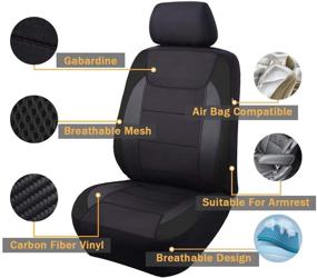 img 3 attached to 🚗 Flying Banner 2 Front Car Seat Covers: Premium Quality Carbon Fiber Faux Leather Mesh Fabric - Sporty Low Back Bucket Seats - Back Pocket & Arm Rest - Truck Compatible - Black/Blue/Gray/Red (Black)