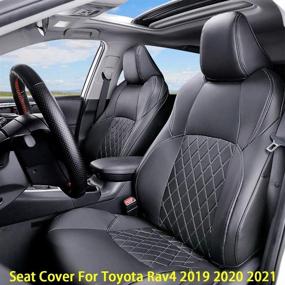 img 3 attached to 🚗 Cqlights RAV4 Seat Cover Auto Full Set Seat Cushion Protector - Black Leather, compatible with RAV4 Hybrid XSE 2019-2021 (including Airbag)