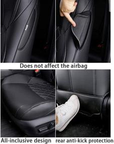 img 1 attached to 🚗 Cqlights RAV4 Seat Cover Auto Full Set Seat Cushion Protector - Black Leather, compatible with RAV4 Hybrid XSE 2019-2021 (including Airbag)