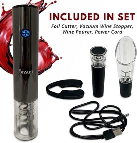 img 3 attached to 🍷 BIYADI Electric Wine Opener Set: Rechargeable Corkscrew Opener with Wine Accessories - Perfect Wine Lover Gift Set