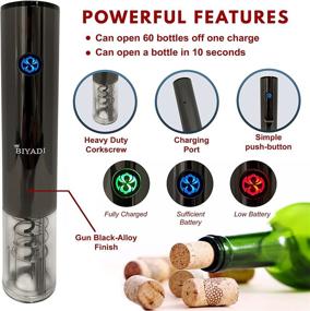 img 2 attached to 🍷 BIYADI Electric Wine Opener Set: Rechargeable Corkscrew Opener with Wine Accessories - Perfect Wine Lover Gift Set