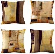 🛋️ womhope set of 4 modern vintage geometric decorative throw pillow covers - 18 x 18 inch - ideal for living room, couch, and bed (blocks) логотип