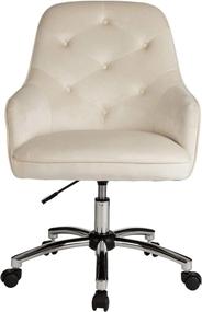 img 1 attached to 🪑 Glitzhome Velvet Ergonomic Home Office Chair - Adjustable Mid-Back, Lumbar Support, Swivel, Armrest - Cream White