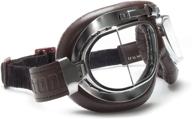 🏍️ bertoni italy vintage motorcycle goggles: chromed steel frame, antifog & anticrash lenses - af193crb brown logo