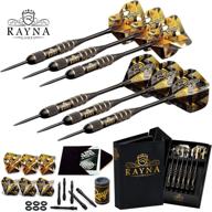 🎯 premium steel tip darts set with gift accessories case - adjustable length & exceptional quality - 6 brass barrels 20g, 12 aluminum shafts, 12 flights, dart sharpener included logo