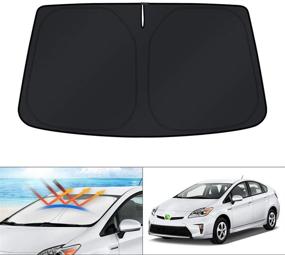 img 4 attached to 🌞 KUST Custom Fit Windshield Sun Shade for 2010-2015 Toyota Prius Hatchback - UV Ray Blocking Window Shade for Cooler Car Temperature, Not for Prius C or Prius V, Foldable Sun Visor Protector